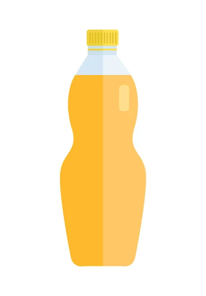 Szklana lub plastikowa butelka z słodkim pomarańczowym napojem — Wektor stockowy