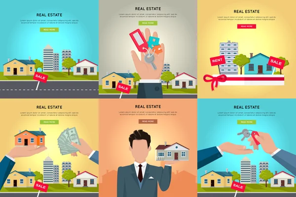 Set dari Real Estate Vector Web Banners . - Stok Vektor