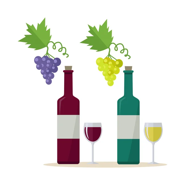 Bottle of Wine and Wineglass — Stock Vector