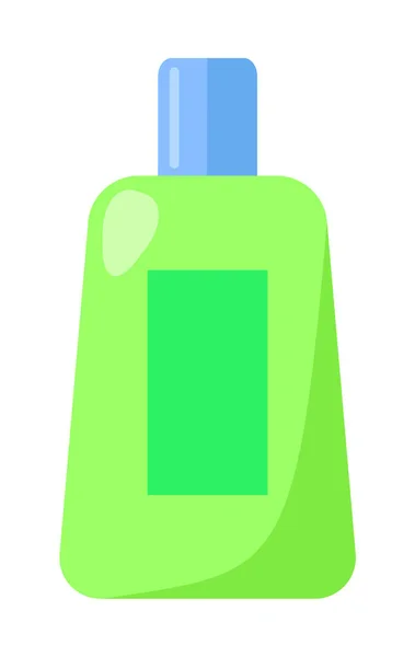 Contenedor de plástico verde con tapa azul, agente de limpieza líquido. Casa ordenada, limpieza de la casa, fregado — Vector de stock