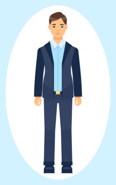 Ayrı bir çizgi film karakteri, ofis çalışanı, mavi kravatlı bir adam, ofis çalışanı gibi giyinmiş.