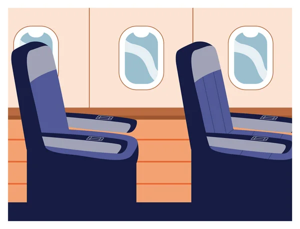 Sedadla v letadle u oken, jedno sedadlo v business třídě, pohodlný let v letadle — Stockový vektor