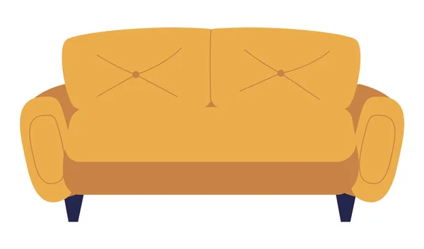 Retro yellow colored sofa. Living room furniture design concept modern home interior element — Stock Vector