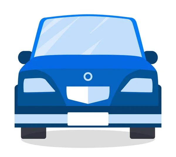 Plantilla vector coche azul, fondo blanco. Minivan o vehículo polivalente. Vista frontal del automóvil — Vector de stock