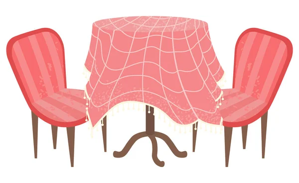 テーブルと椅子,ホームダイニング場所,食べるベクトル — ストックベクタ