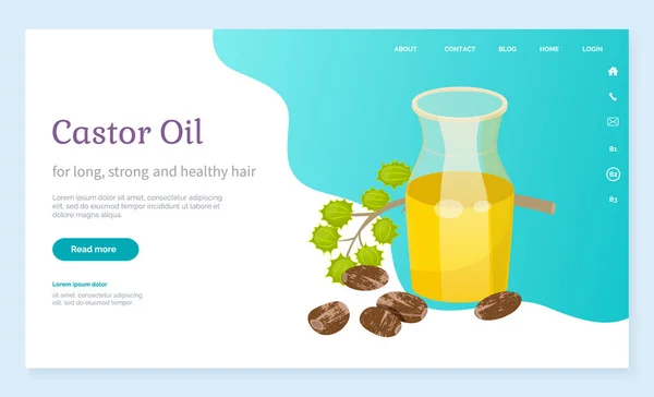 Castor Oil Jar with Essence, Cosmetics Ingredient — Stock Vector