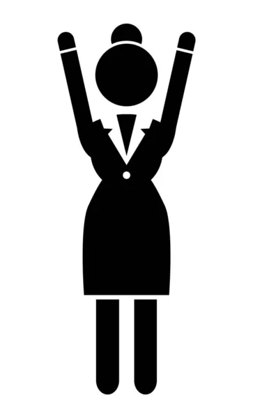 Vector mulher de negócios silhueta preta. Senhora vestida formalmente comprimento total sobre fundo branco —  Vetores de Stock
