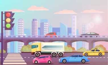 Trafik Işıkları Yolu Caddesi ile Şehir Otobanı