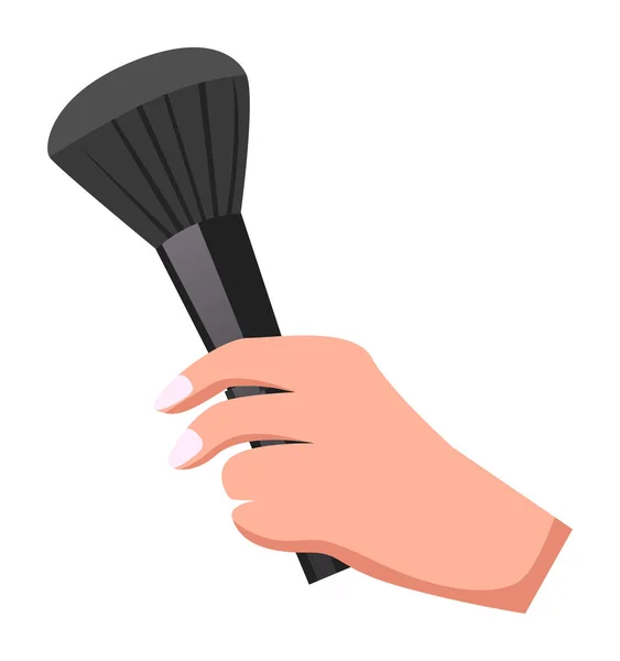 Kosmetisches Werkzeug oder Instrument für Visagisten, isolierte Frauenhand mit kosmetischem Zubehör — Stockvektor