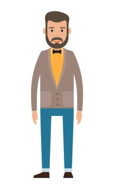 Sarı gömlekli sakallı adam, iş adamı tarzı, ofis çalışanı gibi giyinmiş, iş adamı gibi.