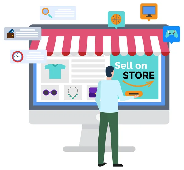 Logistik Weltweit B2B, Sell on Store, Web Vector — Stockvektor