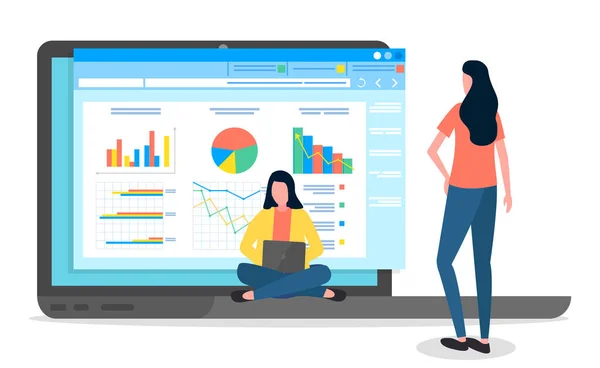 Gestão de projetos e estratégia de relatório financeiro. Escolhendo maneira de atrair clientes. Equipa de consultoria — Vetor de Stock