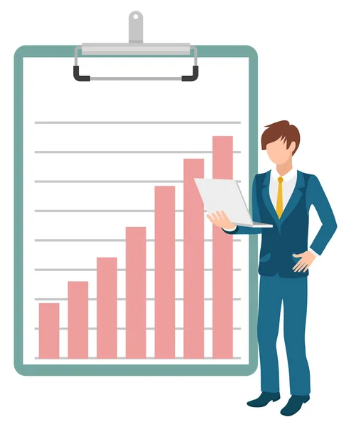 Presse-papiers avec diagramme de croissance Businessman Vector — Image vectorielle