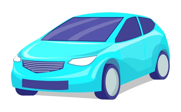Aislado azul moderno automóvil deportivo con faros para moverse rápidamente, icono de auto cómodo — Vector de stock