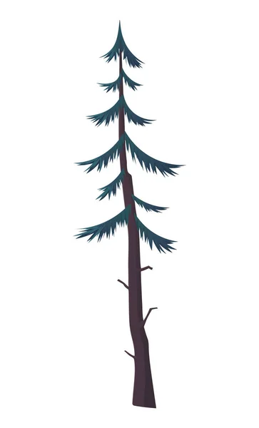 Hight green pine. Silhouette of fir-tree, simple vector icon, nature concept, black tree — Stock Vector