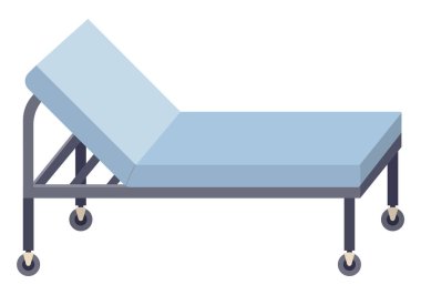 Tıbbi koltuk vektör çizimi. Hastanedeki hastalar için tekerli özel yatak.