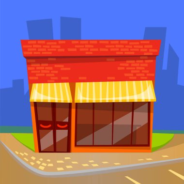 Gökdelen Manzaralı Restoran, Kırmızı Kafe Vektörü