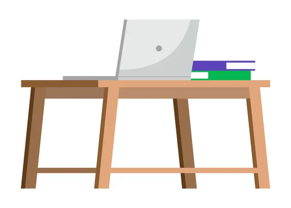 Lieu de travail au bureau. Cabinet avec espace de travail avec table, fauteuil confortable et ordinateur — Image vectorielle