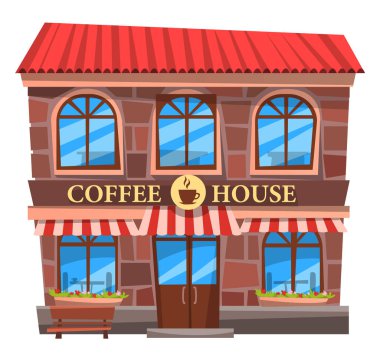 Cafe Signboard Vektörünün Dışında Kahve Evi