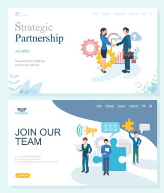 Stratejik Ortaklık ve Ekibe Katılım Web Sayfası Vektörü