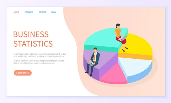 Équipe d'experts Isometric pour la statistique des entreprises, l'analyse des données, la gestion et le marketing — Image vectorielle