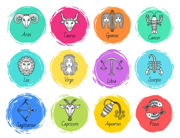 Doze sinais astrológicos, ícone isolado do zodíaco — Vetor de Stock
