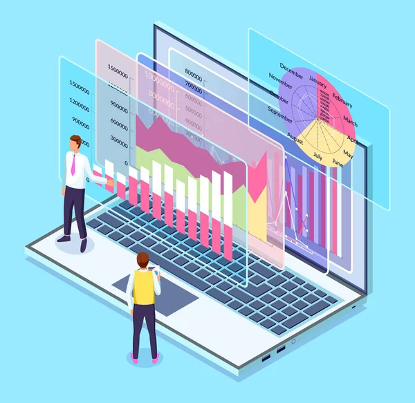 Analyse und Planung, Teamwork-Beratung Geschäftskonzept für Projektmanagement, Finanzbericht — Stockvektor