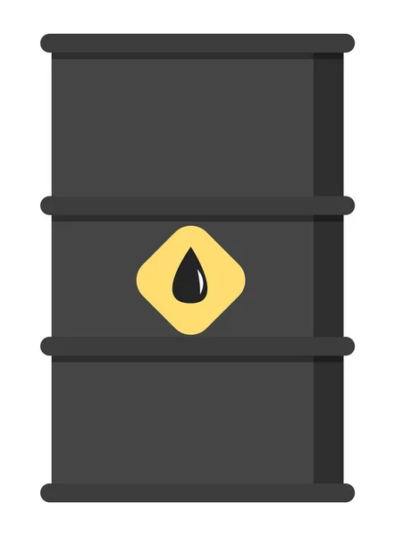 Barril de petróleo de metal negro aislado. Depósito líquido, recipiente especial para almacenar gasolina o gasóleo — Archivo Imágenes Vectoriales