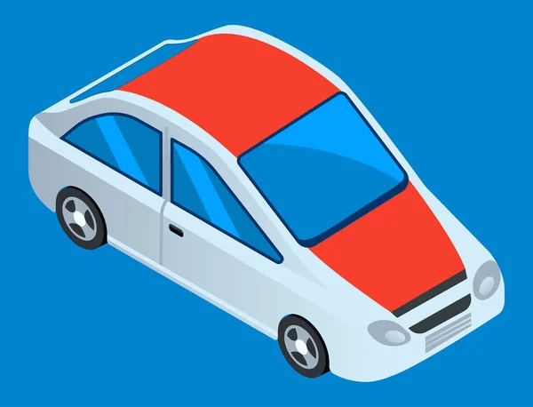 Automóvil moderno inteligente. Plantilla vector coche blanco fondo azul. Minivan, vehículo polivalente — Vector de stock