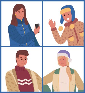 İnsanlar Kalın Giysiler Giyiyor, Kadın ve Erkek Seti