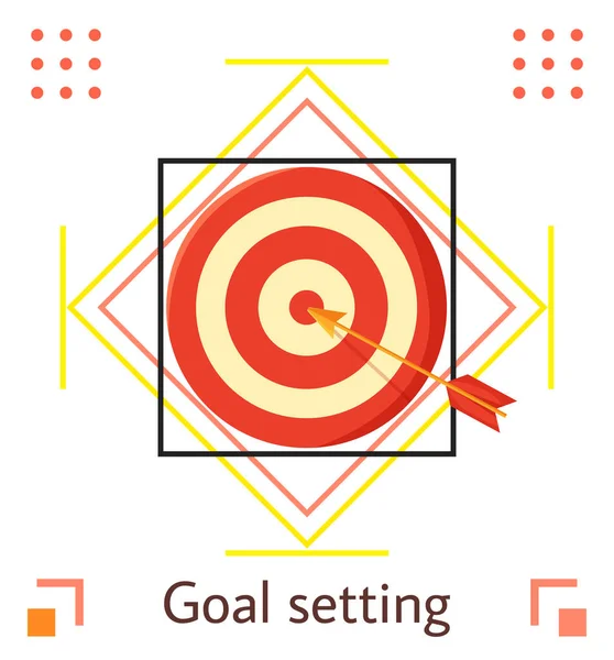 Célpont egy nyíllal a piros középpontban. Üzleti cél koncepció geometriai egyszerű elemekkel — Stock Vector
