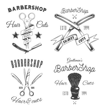 Berber dükkanı stili için logotype. Berber dükkanının amblemi. Berber amblemi. Berber amblemi.