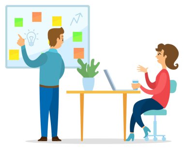 Ofisteki bir toplantıda bu fikri temsil eden bir iş adamı. İş ve motivasyon afişi