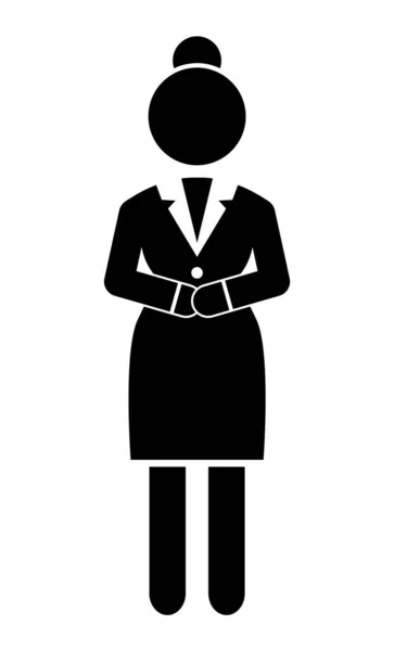 Black vector silhouette of businesswoman crossed hand. Business Infographic. Female figure shape — Stock Vector