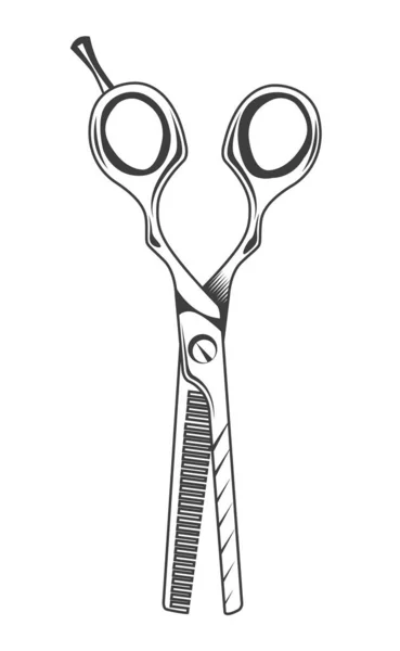 Símbolo de tesoura isolado. Tesoura de corte de cabelo aberta para obstruir o cabelo. Ícone do logotipo do barbeiro — Vetor de Stock