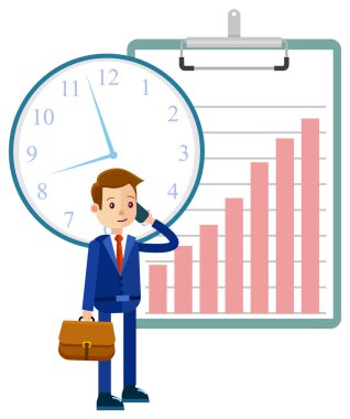 Evrak çantalı İşadamı Telefon Vektörüyle konuşuyor