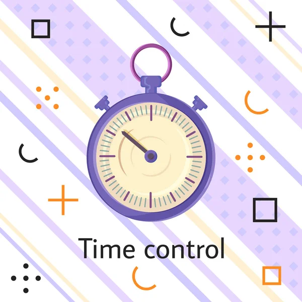 Tijdscontrole banner. Wekker snelle snelheid snelle tijd vector pictogram plat bedrijf illustratie — Stockvector