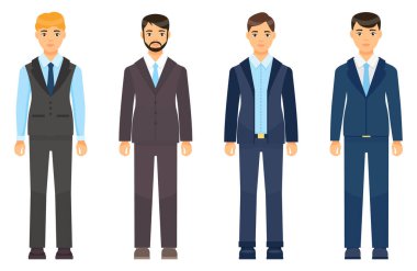 Takım elbiseli ya da kostümlü adamlar, sarışın, esmer, kahverengi saçlı iş adamı, ofis çalışanı tarzı.