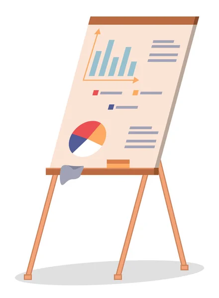 Vektor ikon av trä blädderblock med diagram eller cirkeldiagram, grafer, data, diagram, infographics — Stock vektor