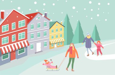 Mother Kid, Kış Kızaklarında Çocuğu Olan Kişi