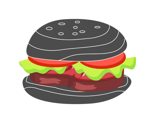 Hamburger ze świeżymi pomidorami i liściem sałaty — Wektor stockowy