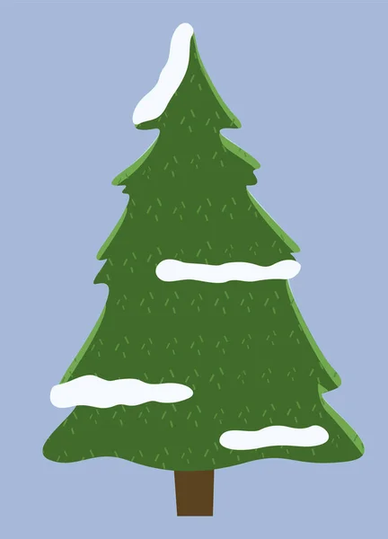 冬の自然は、灰色の背景に隔離された枝に雪のあるスプルース、植物性モミの木 — ストックベクタ