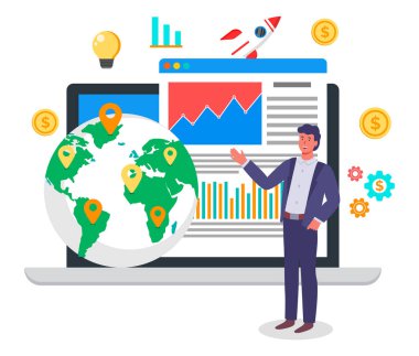 Dünya performans iş konsepti. Kıtasal dünya haritası bilgi şablonunun şablonu