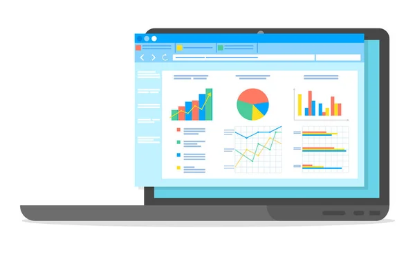 Ekran oprogramowania stołowego z danymi księgowymi, analityczny raport biznesowy bazy danych — Wektor stockowy