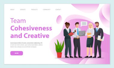 Takım dayanışması ve yaratıcı web sitesi. İniş sayfası için takım çalışması ve toplu çalışma