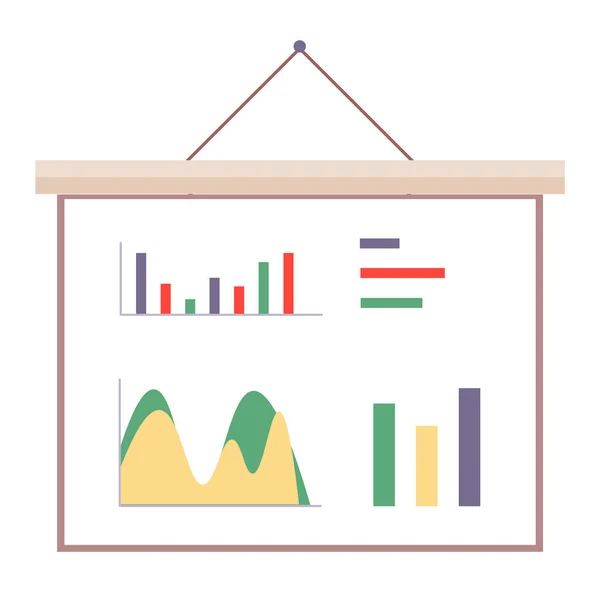 Board with charts, graphics, infographics, business presentation at board, screen with statistics — Stock Vector