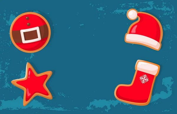 Banner de férias de Natal, biscoitos de gengibre — Vetor de Stock