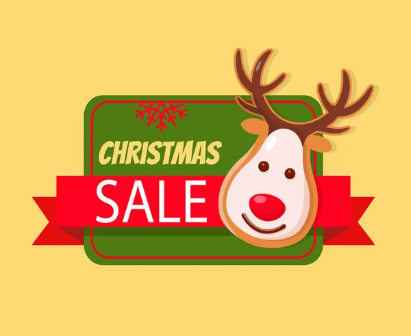 Natal venda etiqueta cartão cabeça de veado de gengibre —  Vetores de Stock