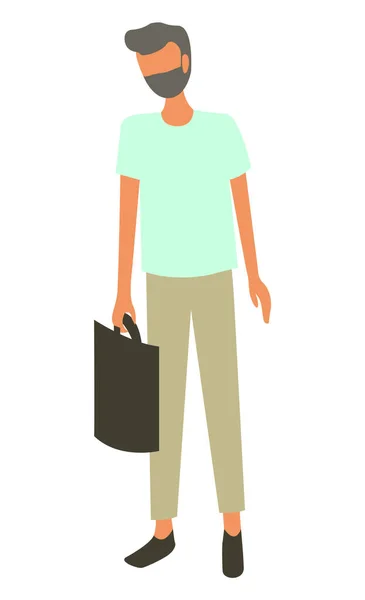 Man with Shopping Bag Isolated Person at Market — Stock Vector