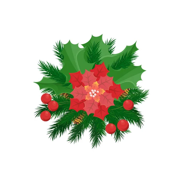 圣诞装饰，盆景花，云杉趾 — 图库矢量图片